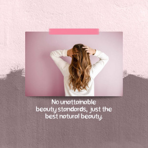 Woman with long hair, back view, promoting natural beauty