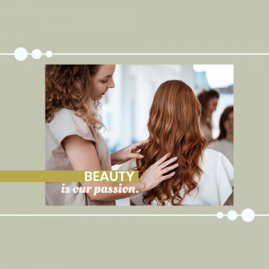 A hair stylist working on a client's hair in a salon.