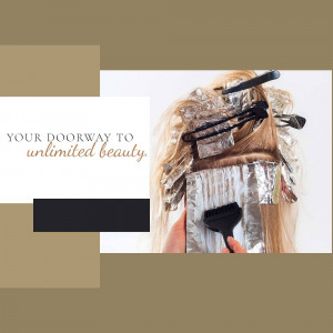 Close-up of hair being lightened with foils and bleach