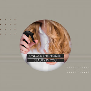 Woman applying hair product to curly hair