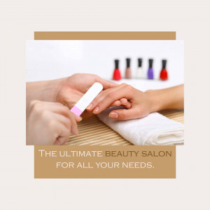 Close-up of a manicure being performed at a beauty salon.