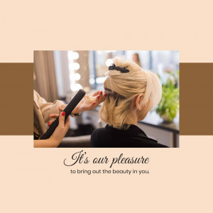 Woman getting her hair styled with a flat iron at a salon.