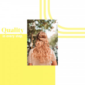 Woman with braided hair viewed from the back, promoting quality haircare.