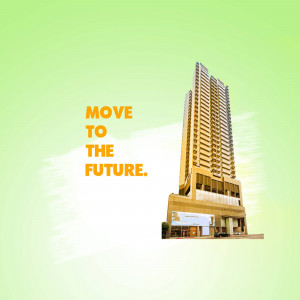 Modern high-rise building with the text 'Move to the Future'
