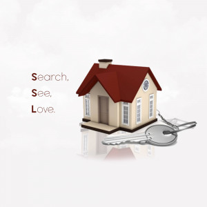 3D rendering of a house with a key, representing home search and ownership.