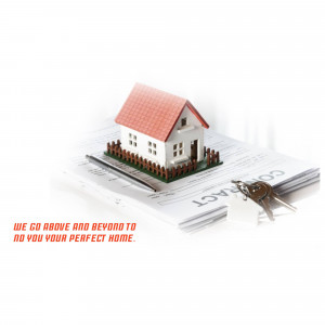 Miniature house on top of contract papers with keys