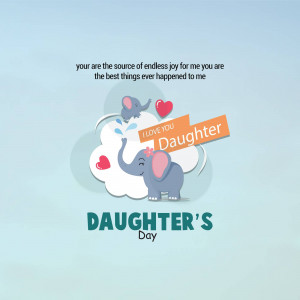 Illustration of two elephants and hearts with the text 'Daughter's Day'