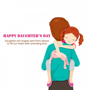 Illustration of a mother hugging her daughter, with text 'Happy Daughter's Day'