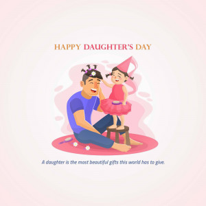 Illustration of a father and daughter celebrating Daughter's Day