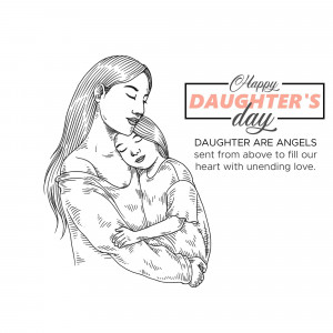 Sketch of a mother and daughter embracing with text 'Happy Daughter's Day'