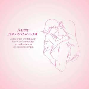 Sketch of a mother and daughter embracing with text 'Happy Daughter's Day'
