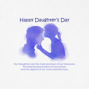 Watercolor illustration of a mother and daughter with text 'Happy Daughter's Day'