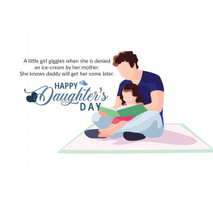 Illustration of a father reading to his daughter on a blanket with 'Happy Daughter's Day' text.