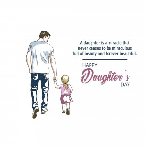 Illustration of a father and daughter holding hands with text 'Happy Daughter's Day'