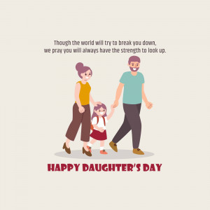 Illustration of a family walking together with the text 'Happy Daughter's Day'