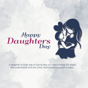 Silhouette of a mother and daughter embracing with the text 'Happy Daughters Day'