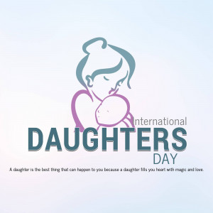 Illustration of a mother holding a baby with the text 'International Daughters Day'