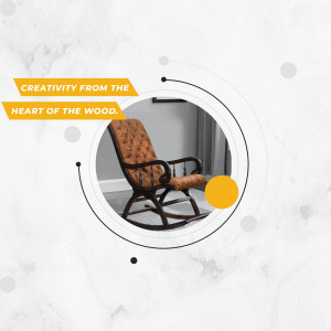 A rocking chair framed within a geometric design.