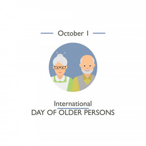 Illustration of an elderly couple celebrating International Day of Older Persons