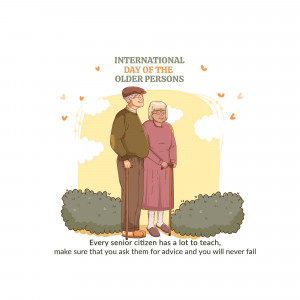Illustration of an elderly couple celebrating International Day of the Older Persons