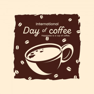Illustration of a coffee cup with coffee beans for International Day of Coffee
