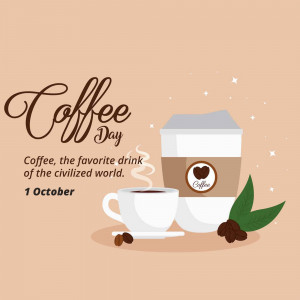 Illustration of coffee cup and coffee beans with 'Coffee Day' text.