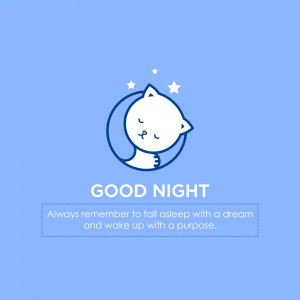 Cute cat illustration with a good night message