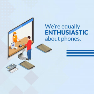 Isometric illustration of a customer and shop assistant interacting with phones and payment options.