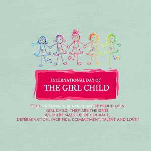 Illustration of children holding hands with text celebrating International Day of the Girl Child