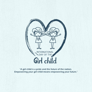 Illustration of two girls under a heart shape with text celebrating International Day of the Girl Child.