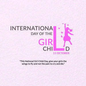 Illustration for International Day of the Girl Child with a girl and butterflies
