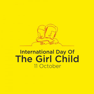 Illustration for International Day of the Girl Child with two figures and text