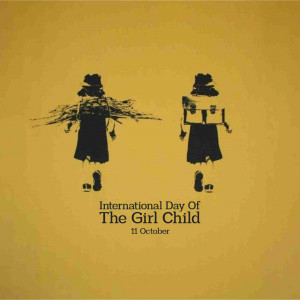 Silhouette of two girls with text 'International Day of the Girl Child'