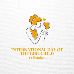 Illustration of a mother and child with text 'International Day of the Girl Child'