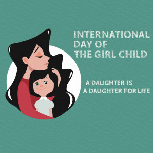 Illustration of a mother and daughter for International Day of the Girl Child