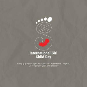 Image promoting International Girl Child Day with a footprint and fetal image.