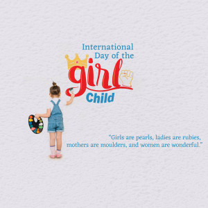 Image celebrating International Day of the Girl Child with a young girl and a raised fist.
