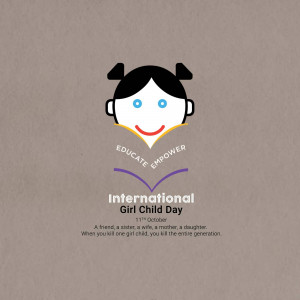 Illustration for International Girl Child Day featuring a stylized girl's face and the text 'Educate Empower International Girl Child Day'