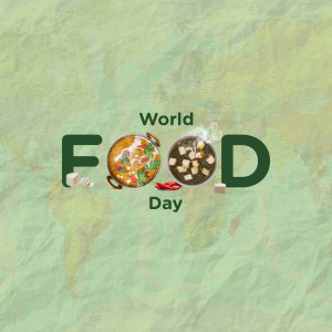 World Food Day graphic with food images and text