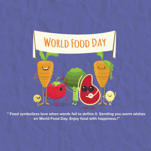 Illustration of cartoon vegetables celebrating World Food Day
