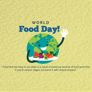 Illustration of a smiling Earth made of fruits and vegetables for World Food Day