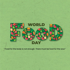 World Food Day graphic with food illustrations