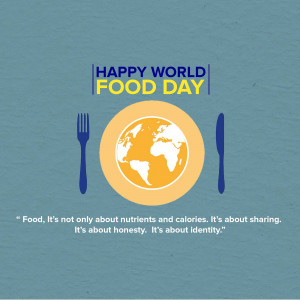 World Food Day graphic with a globe on a plate and cutlery