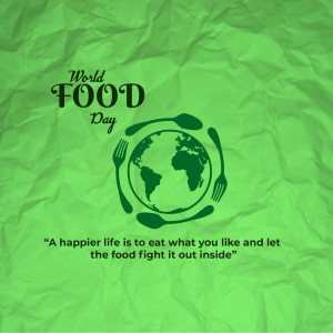 World Food Day graphic with globe and cutlery