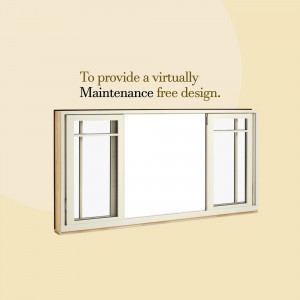 A white framed window with a minimalist design against a pale yellow background.