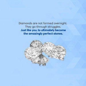 Image of diamonds with motivational text about overcoming struggles.