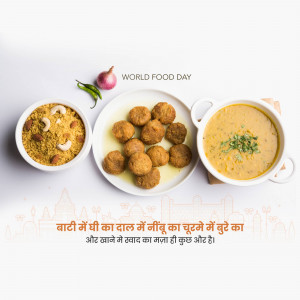 A flat lay image of various Indian dishes celebrating World Food Day.