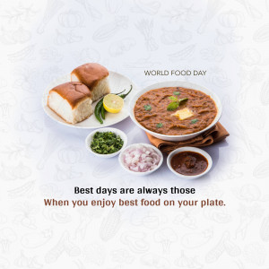A plate of Pav Bhaji with a lemon wedge and garnish, celebrating World Food Day.