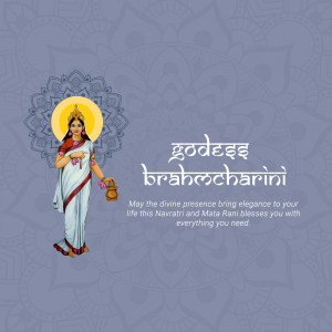Illustration of Goddess Brahmacharini with Navratri greetings