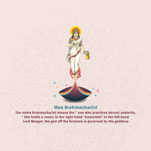 Illustration of Goddess Brahmacharini with text description